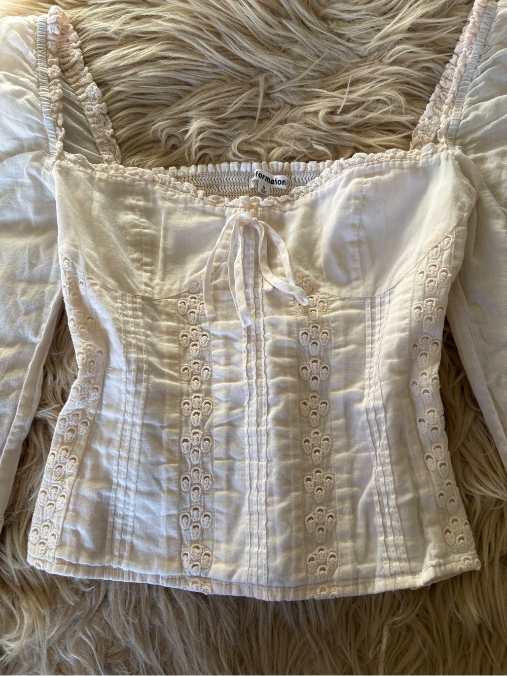 Reformation Cream Isadora Longsleeve Top - Picture 2 of 5